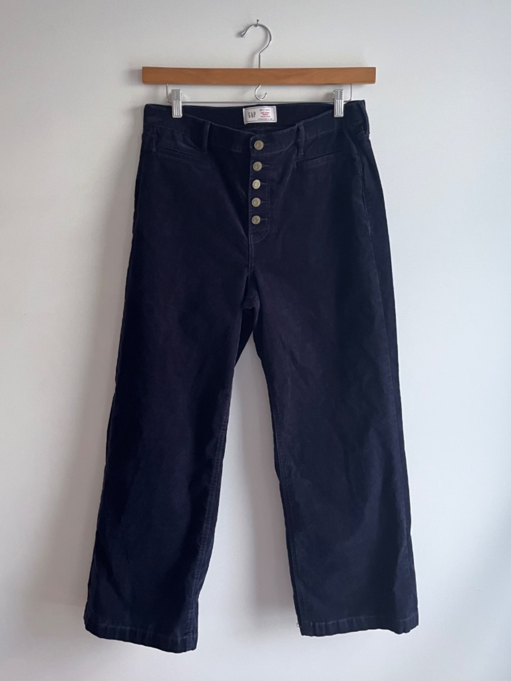 Straight leg stretch corduroy pants with button fly - Size 32 / 14 - Gap - Navy